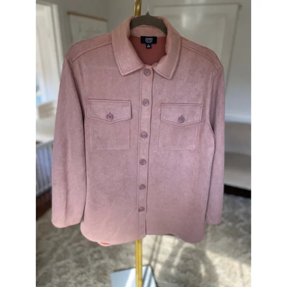 Jones New York Signature Shacket Blush Pink Button Up Soft Quiet Luxury Parisian - Picture 2 of 7